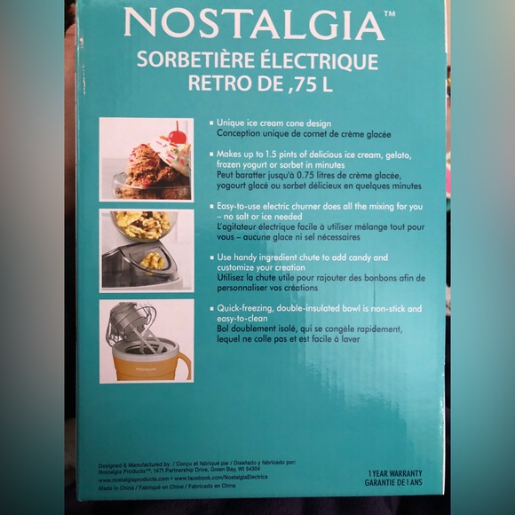 New Nostalgia Electric ice cream machine ice cream, gelato, sorbet frozen yogurt - Picture 3 of 10